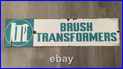 2 x Vintage Industrial Enamel Signs bt BRUSH TRANSFORMERS