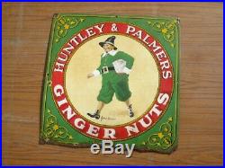 38273 Old Antique Vintage Enamel Sign Shop Advert Huntley Palmer's Biscuit Tin