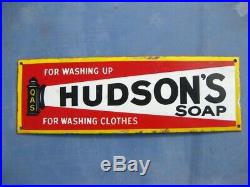 38278 Old Antique Vintage Enamel Sign Shop Advert Hudson's Soap Box Packet