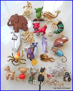 50pc Vintage to Modern PIN lot Collectible Birds, Elephants, animals, Signed