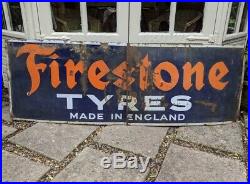 6ft Wide Original Vintage Enamel Firestone Tyres Sign