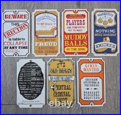 7x Dodo Designs Vintage Porcelain Enamel Sign's 1970s 6.5cm x 11.5cm