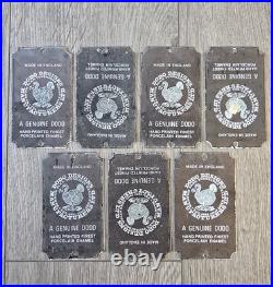 7x Dodo Designs Vintage Porcelain Enamel Sign's 1970s 6.5cm x 11.5cm