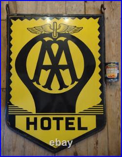 AA HOTEL ENAMEL SIGN Garage Vintage Automobilia Genuine Cool DOUBLE SIDED AA HOTEL ENAMEL SIGN Garage Vintage Automobilia Genuine Cool DOUBLE SIDED