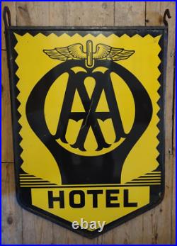 AA HOTEL ENAMEL SIGN Garage Vintage Automobilia Genuine Cool DOUBLE SIDED AA HOTEL ENAMEL SIGN Garage Vintage Automobilia Genuine Cool DOUBLE SIDED