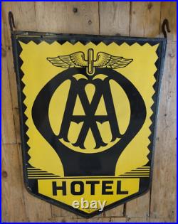 AA HOTEL ENAMEL SIGN Garage Vintage Automobilia Genuine Cool DOUBLE SIDED AA HOTEL ENAMEL SIGN Garage Vintage Automobilia Genuine Cool DOUBLE SIDED