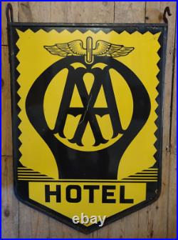 AA HOTEL ENAMEL SIGN Garage Vintage Automobilia Genuine Cool DOUBLE SIDED AA HOTEL ENAMEL SIGN Garage Vintage Automobilia Genuine Cool DOUBLE SIDED