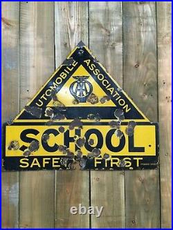 AA School Enamel Sign Vintage Automobilia