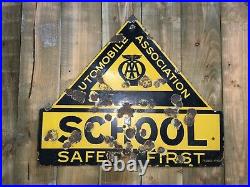 AA School Enamel Sign Vintage Automobilia