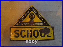 AA School enamel sign. Vintage sign. Enamel sign. RAC. AA. Motor Union
