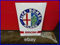 ALFA ROMEO Automobile Dealer Porcelain Enamel Vintage Garage Service XXL Sign
