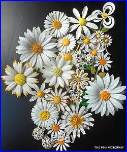 ALL DAISIES 20pc vintage FLOWER PIN & EARRING lot signed WEISS size VARIETY E4