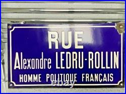 ANTIQUE VINTAGE FRENCH BLUE ENAMEL ROAD SIGN PLAQUE HOMME POLITIQUE 45cm L x 25H
