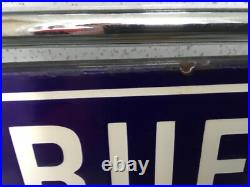 ANTIQUE VINTAGE FRENCH BLUE ENAMEL ROAD SIGN PLAQUE HOMME POLITIQUE 45cm L x 25H