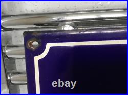 ANTIQUE VINTAGE FRENCH BLUE ENAMEL ROAD SIGN PLAQUE HOMME POLITIQUE 45cm L x 25H