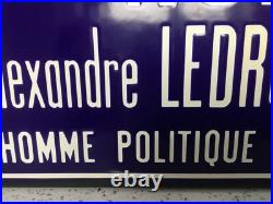 ANTIQUE VINTAGE FRENCH BLUE ENAMEL ROAD SIGN PLAQUE HOMME POLITIQUE 45cm L x 25H