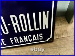 ANTIQUE VINTAGE FRENCH BLUE ENAMEL ROAD SIGN PLAQUE HOMME POLITIQUE 45cm L x 25H