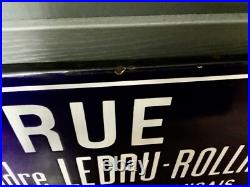 ANTIQUE VINTAGE FRENCH BLUE ENAMEL ROAD SIGN PLAQUE HOMME POLITIQUE 45cm L x 25H