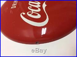 AUTHENTIC 12 inch Button Drink Coca Cola antique porcelain enamel sign vintage