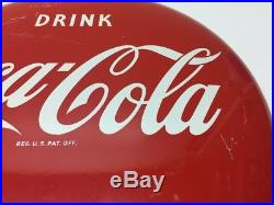 AUTHENTIC 12 inch Button Drink Coca Cola antique porcelain enamel sign vintage
