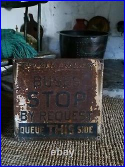 A Fab Vintage Thames Valley Bus Stop Sign Enamel Advertising Sign London