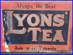 A Large Rare Original Vintage Lyons Tea Tin not Enamel Advertising Sign