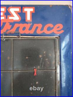 A Original Vintage Ouest France Shop Advertising Enamel Sign/pin Board