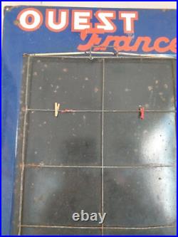 A Original Vintage Ouest France Shop Advertising Enamel Sign/pin Board