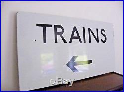 A Very Large Enamel Train Sign Vintage Railway Sign Large 35.5