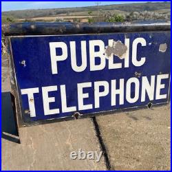 A Vintage Original Double Sided Public Telephone Enamel Sign A Vintage Original Double Sided Public Telephone Enamel Sign