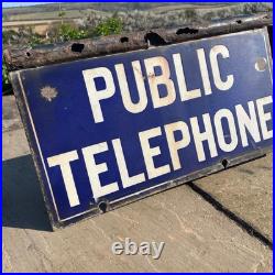 A Vintage Original Double Sided Public Telephone Enamel Sign A Vintage Original Double Sided Public Telephone Enamel Sign