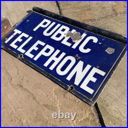 A Vintage Original Double Sided Public Telephone Enamel Sign A Vintage Original Double Sided Public Telephone Enamel Sign