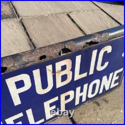 A Vintage Original Double Sided Public Telephone Enamel Sign A Vintage Original Double Sided Public Telephone Enamel Sign