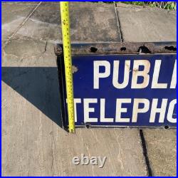 A Vintage Original Double Sided Public Telephone Enamel Sign A Vintage Original Double Sided Public Telephone Enamel Sign