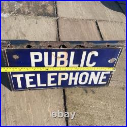 A Vintage Original Double Sided Public Telephone Enamel Sign A Vintage Original Double Sided Public Telephone Enamel Sign