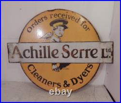 A vintage enamel advertising sign double sided A vintage enamel advertising sign double sided