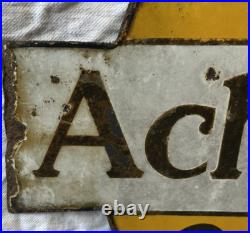 A vintage enamel advertising sign double sided A vintage enamel advertising sign double sided