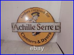 A vintage enamel advertising sign double sided A vintage enamel advertising sign double sided