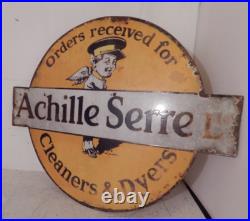 A vintage enamel advertising sign double sided A vintage enamel advertising sign double sided