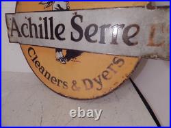 A vintage enamel advertising sign double sided A vintage enamel advertising sign double sided