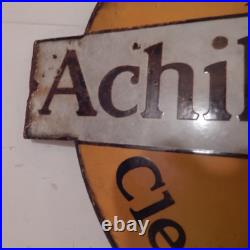 A vintage enamel advertising sign double sided A vintage enamel advertising sign double sided