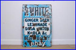 A vintage mid-century R. Whites enamel drinks advertising sign