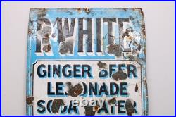 A vintage mid-century R. Whites enamel drinks advertising sign