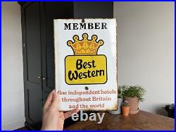 Advertising Enamel Best Western Member Sign Vintage Hotel 70s Hotel Advert