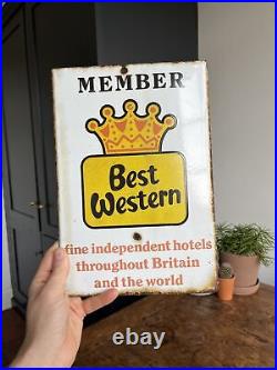 Advertising Enamel Best Western Member Sign Vintage Hotel 70s Hotel Advert