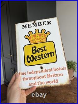 Advertising Enamel Best Western Member Sign Vintage Hotel 70s Hotel Advert