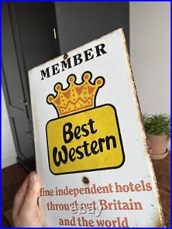 Advertising Enamel Best Western Member Sign Vintage Hotel 70s Hotel Advert