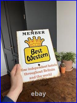 Advertising Enamel Best Western Member Sign Vintage Hotel 70s Hotel Advert