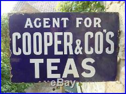Agent for Cooper & Co Teas Double Sided Vintage Original, Enamel Sign
