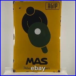 Agip Enamel Sign 60x40cm (23.6x15.7) Nice Big Garage Vintage Porcelain Sign